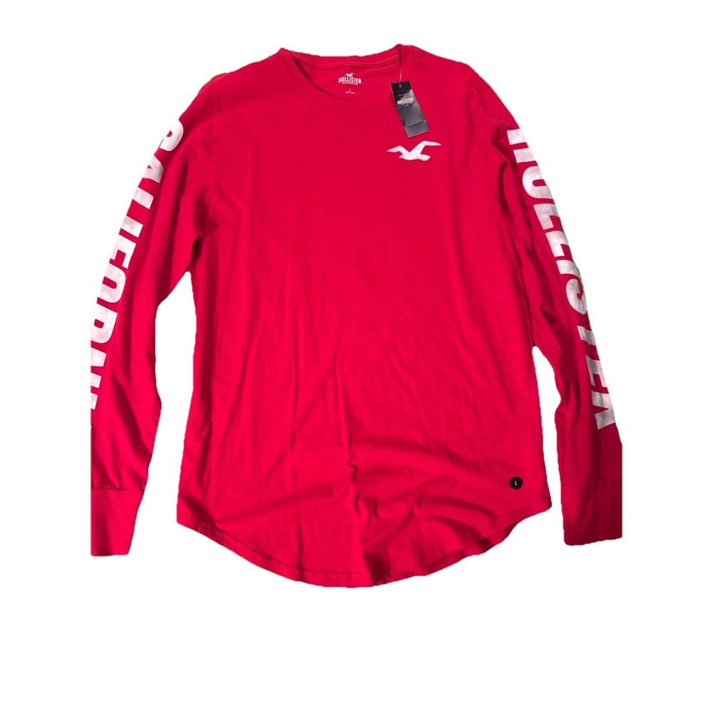 Holiister Long sleeve red cotton shirt graphic shirt size L -new with tags